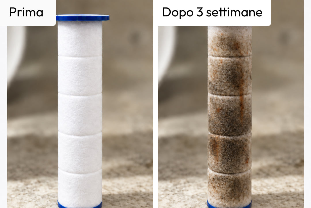 Confronto filtro KLEEN prima e dopo l'utilizzo